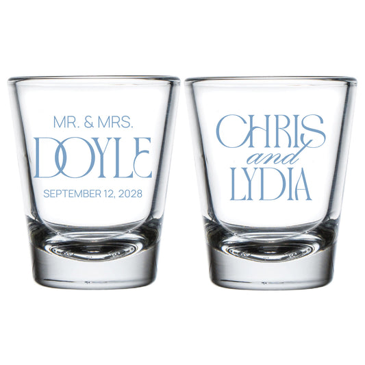 Personalized Wedding Shot Glasses Custom Favor for Bridal Showers Receptions and Parties (LP 373)