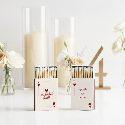 Playing Card “The Perfect Match” Wedding Matchbox Favors (LP 69)