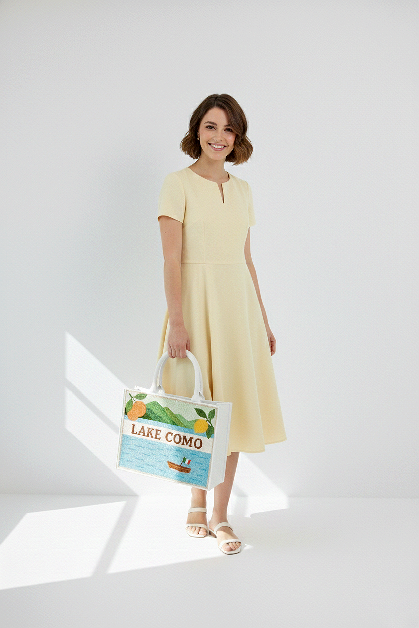 Lake Como Beaded Tote Bag