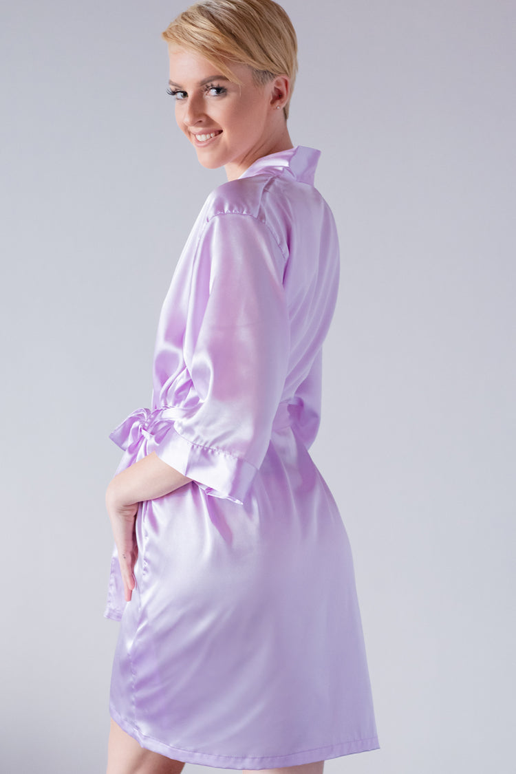Lavender personalized satin bridesmaid robe