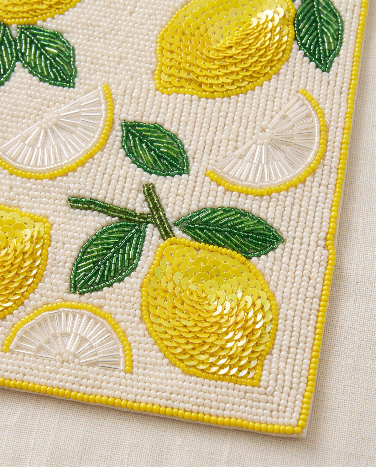 Beaded Lemon Placemat, Personalized Citrus Table Mat with Monogram, Hand Beaded Fruit Dining Placemat, Summer Kitchen Decor