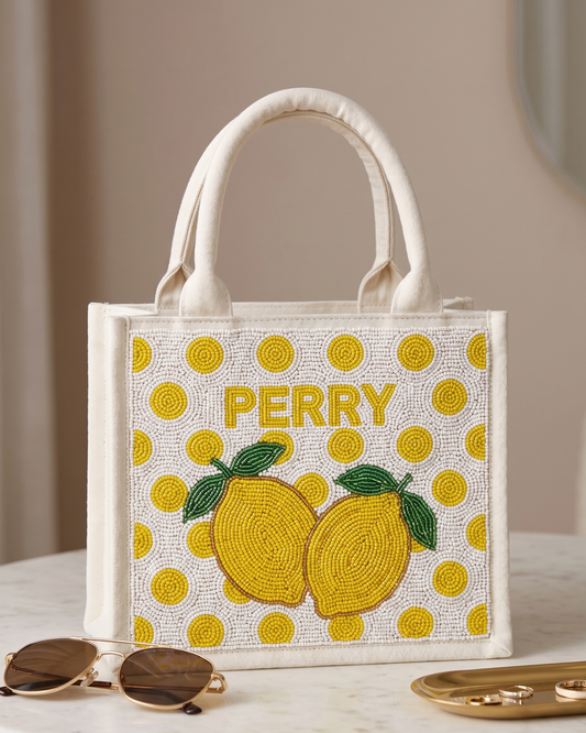 Lemon Beaded Mini Tote