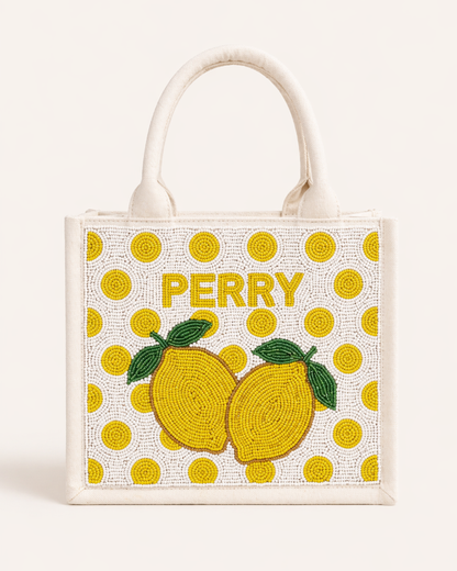 Lemon Beaded Mini Tote