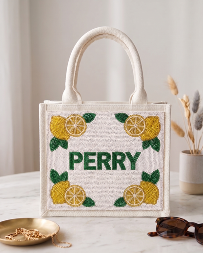 Lemon Beaded Mini Tote