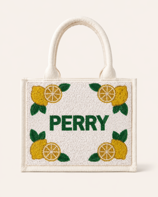Lemon Border Beaded Tote