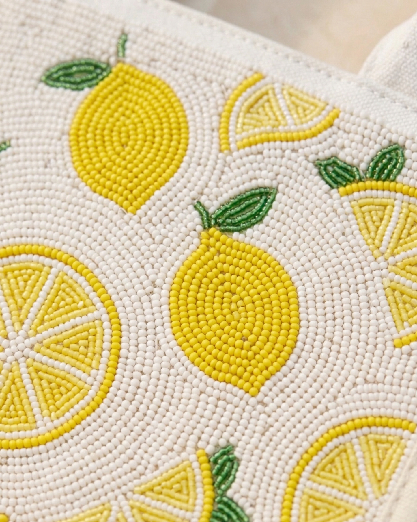 Fresh Lemon Beaded Mini Luxe Tote Bag