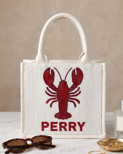 Lobster Pattern Beaded Tote