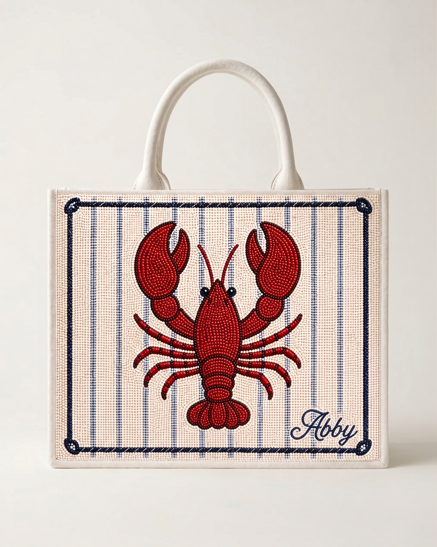Coastal Lobster Beaded Tote Bag