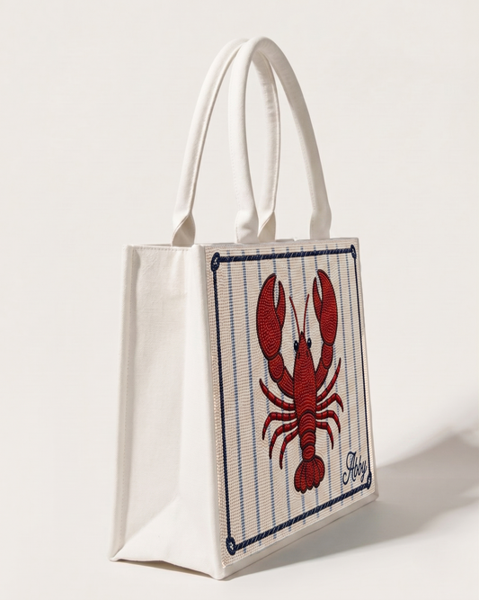 Coastal Lobster Beaded Tote Bag