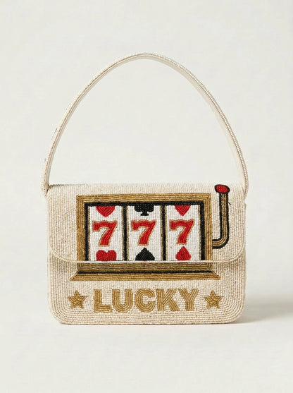 Hand-Beaded Game Night Shoulder Bag