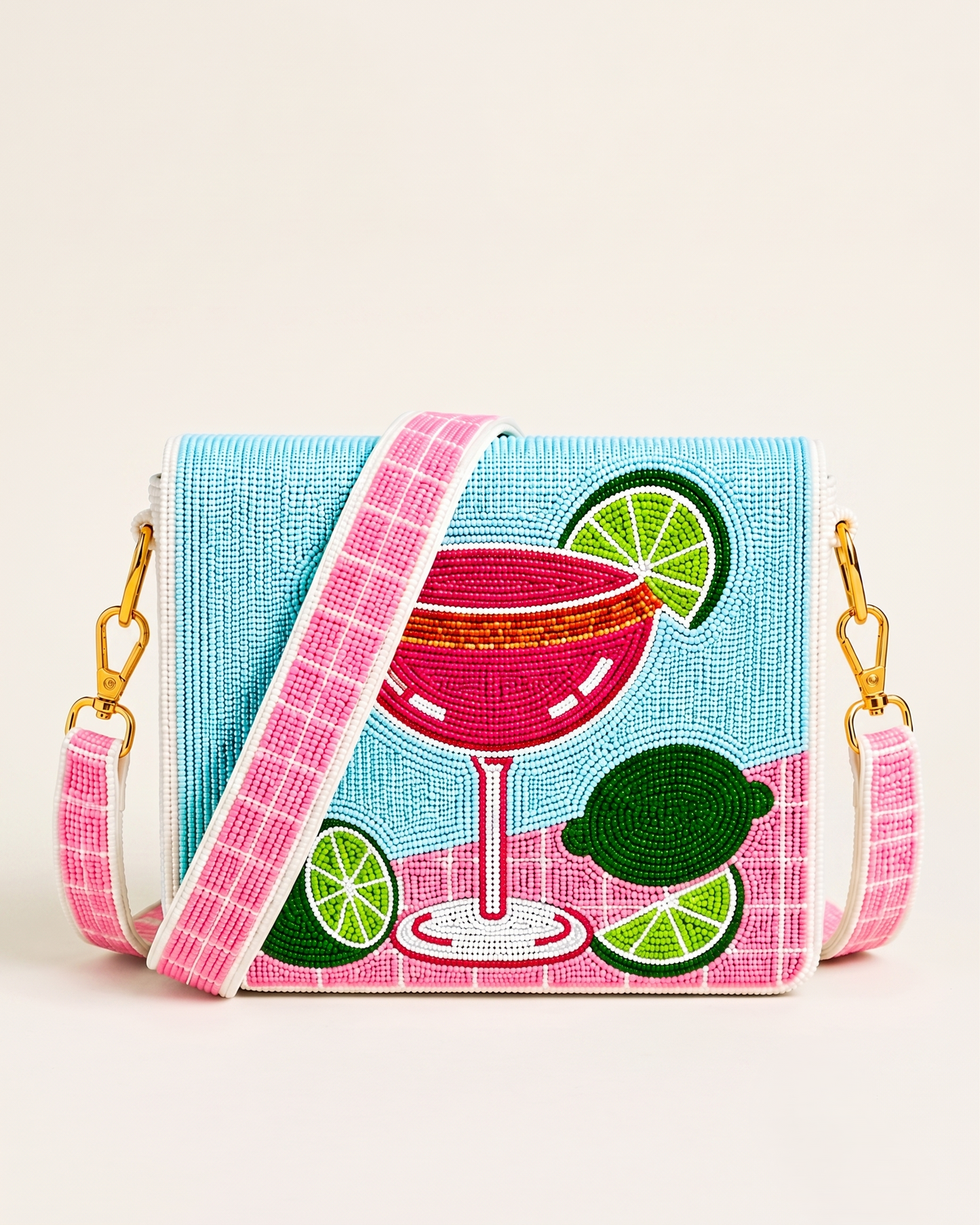 Blue Margarita Cocktail Beaded Clutch