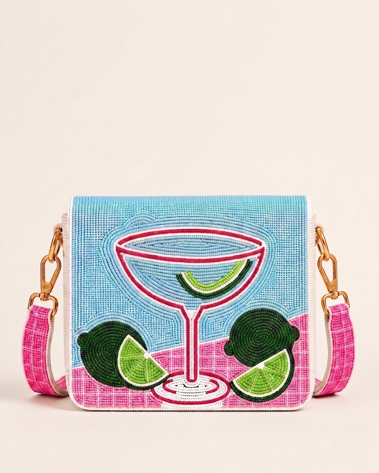 Blue Margarita Cocktail Beaded Clutch