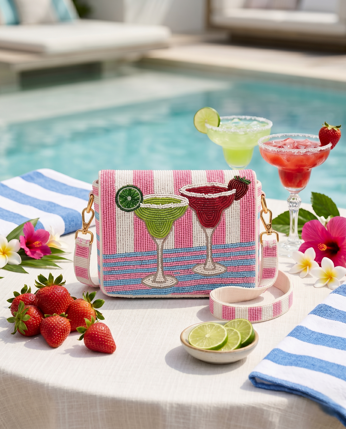 Margarita Cocktail Beaded Clutch