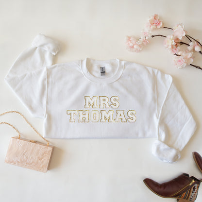 Mrs Last Name Patch Sweatshirt