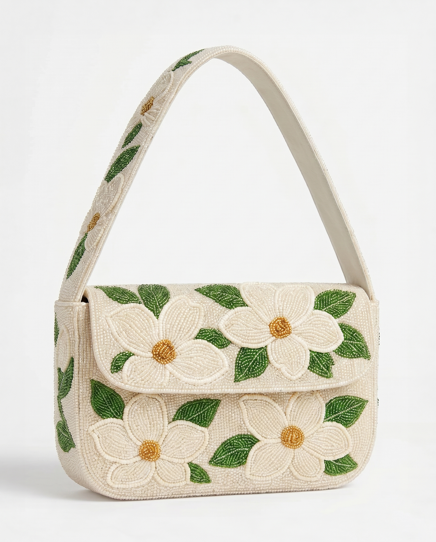 Floral Beaded Shoulder Bag