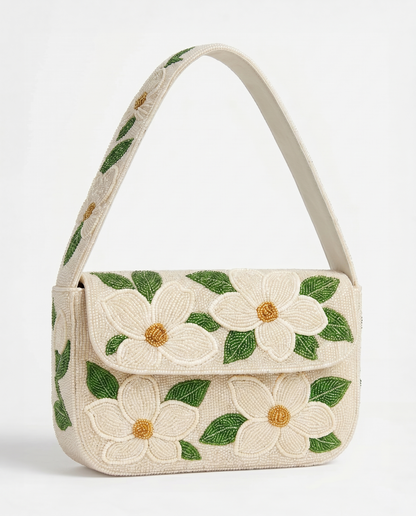 Floral Beaded Shoulder Bag