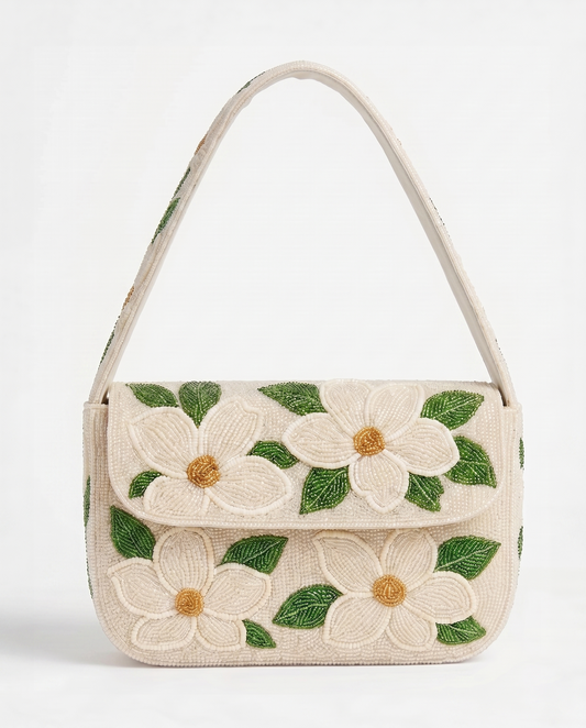 Floral Beaded Shoulder Bag