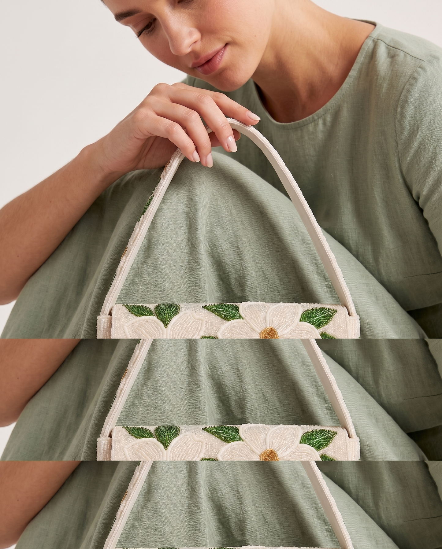 Floral Beaded Shoulder Bag