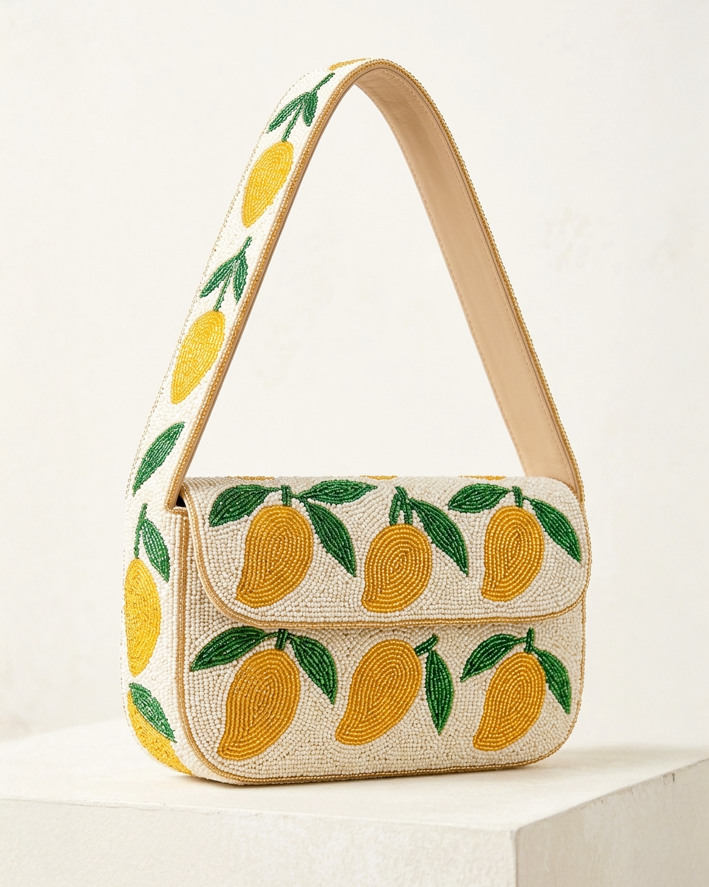 Tropical Mango Beaded Handbag