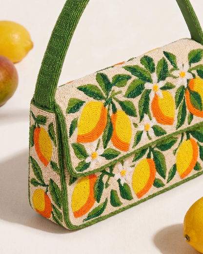 Tropical Mango Beaded Handbag