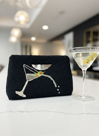 Spilling Martini Glass Beaded Clutch