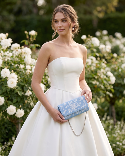 Something Blue Beaded Bridal Clutch