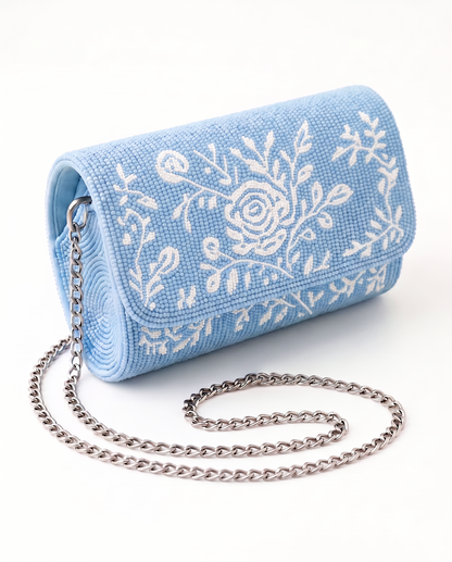 Something Blue Beaded Bridal Clutch