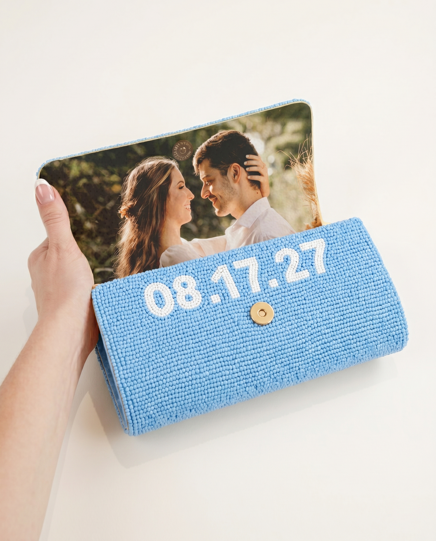 Something Blue Beaded Bridal Clutch