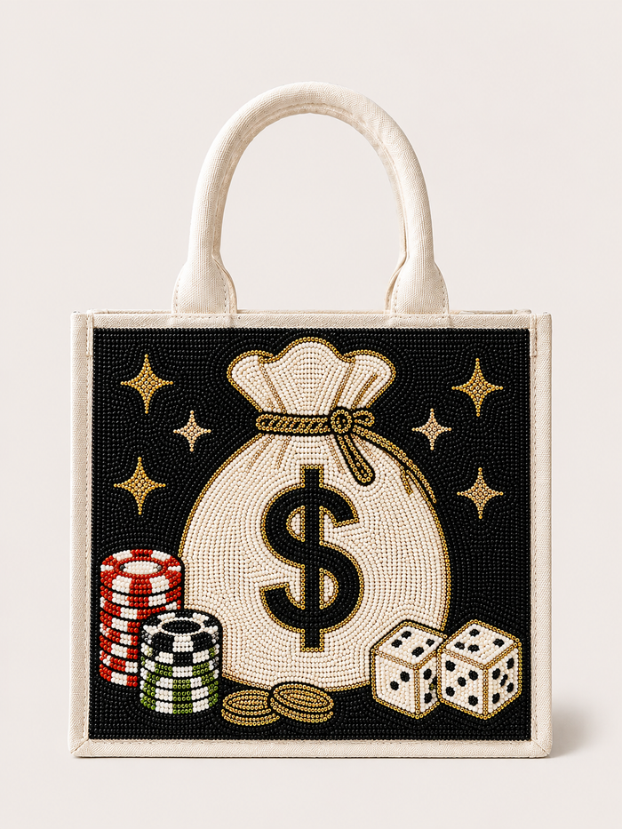 Money Bag Beaded Mini Tote Bag