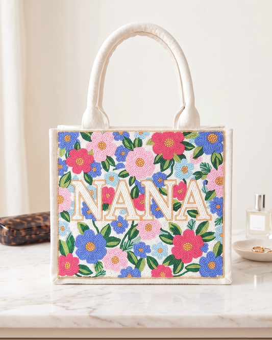 Colorful Floral Beaded Tote