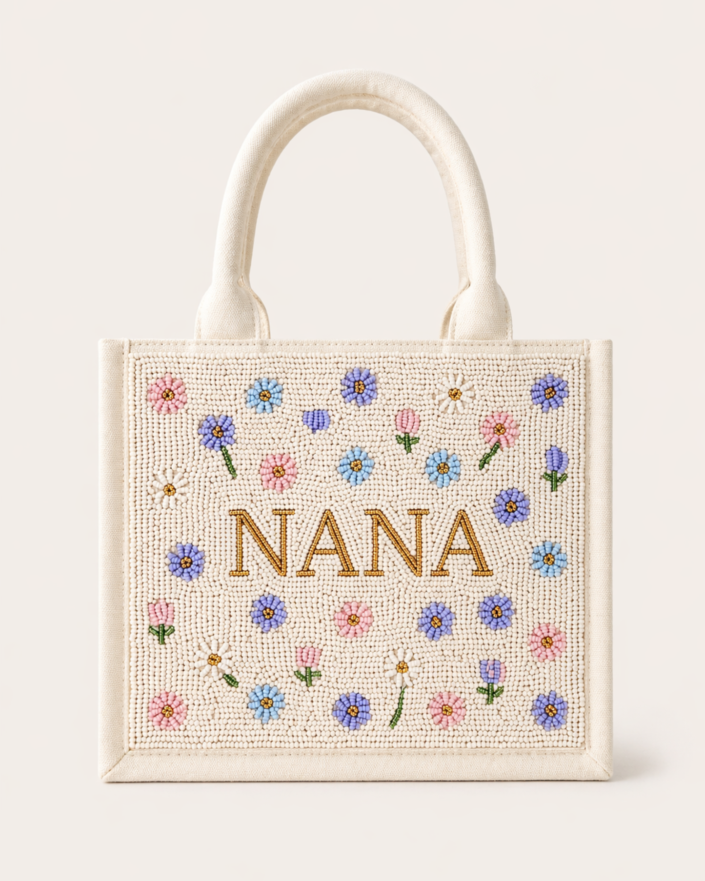 Neutral Patchwork Beaded Tote
