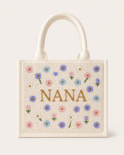 Neutral Patchwork Beaded Tote