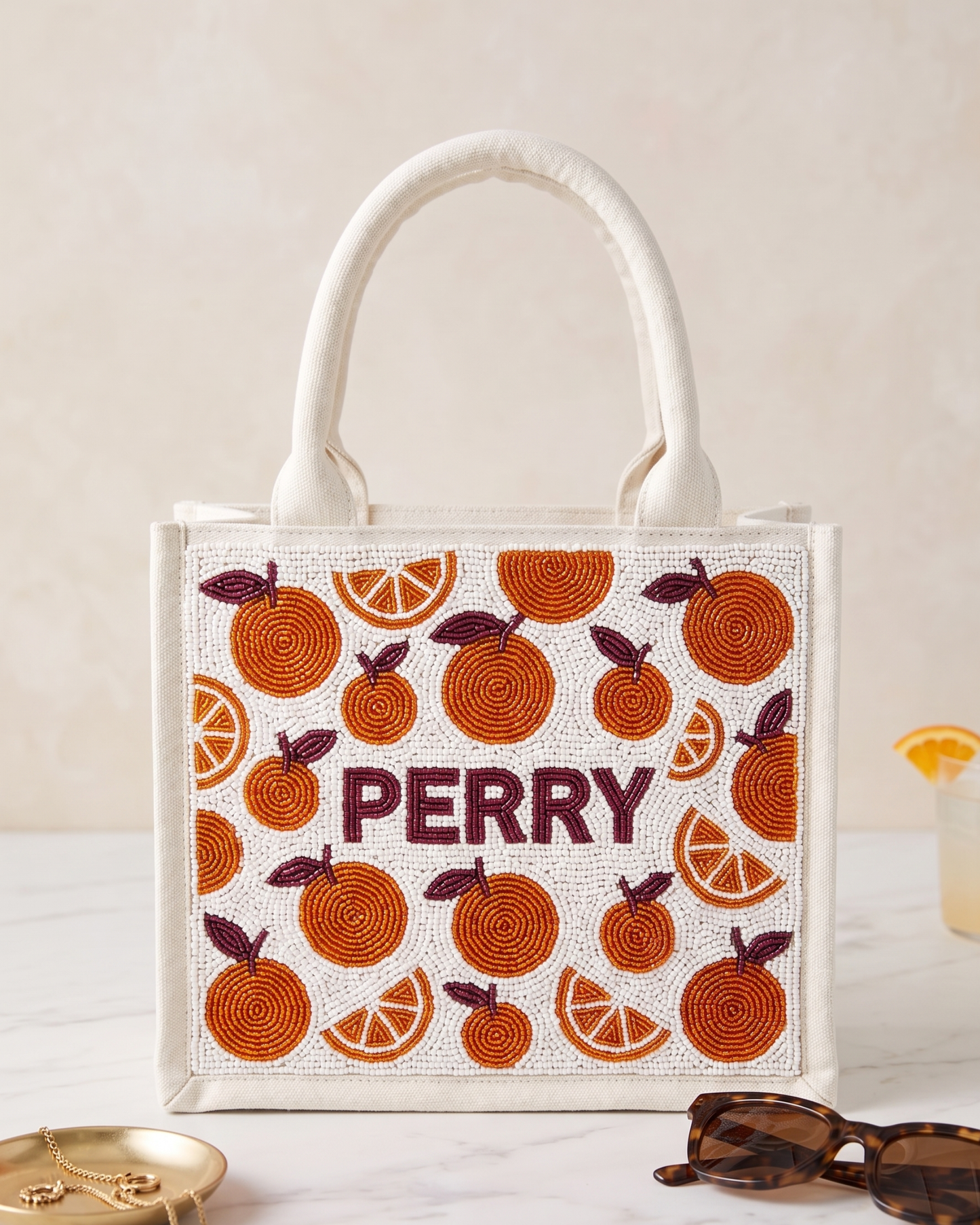 Lemon Beaded Mini Tote