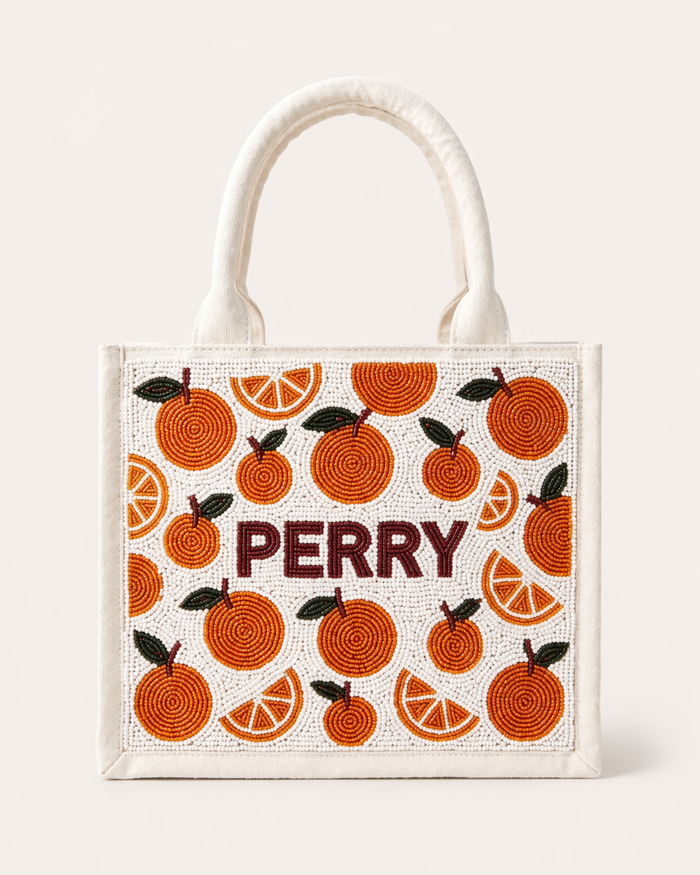 Orange Pattern Beaded Tote