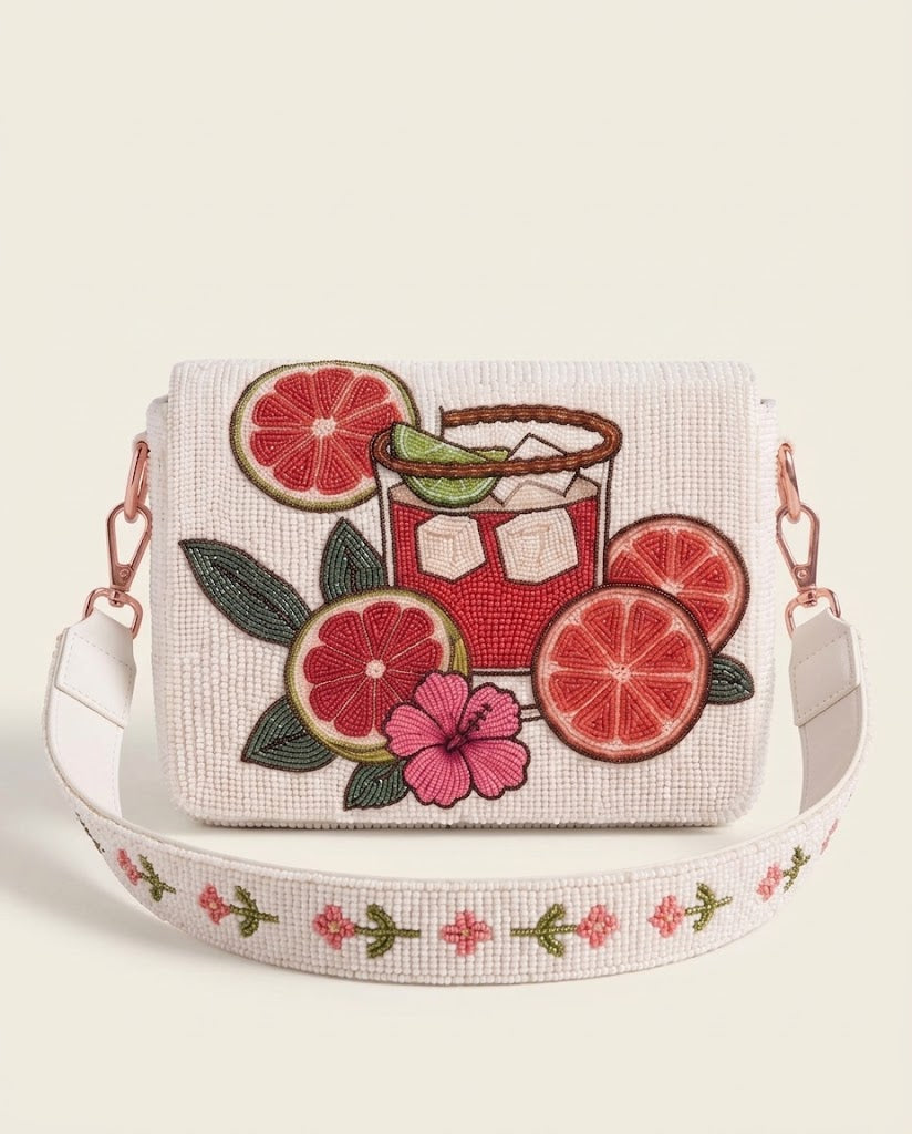 Paloma Grapefruit Beaded Clutch