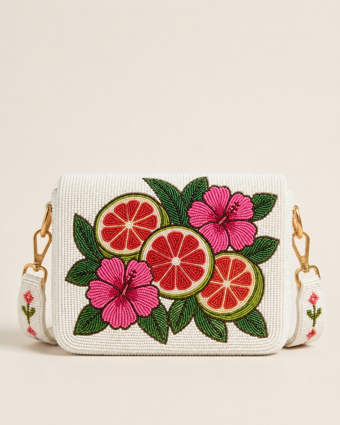 Paloma Grapefruit Beaded Clutch