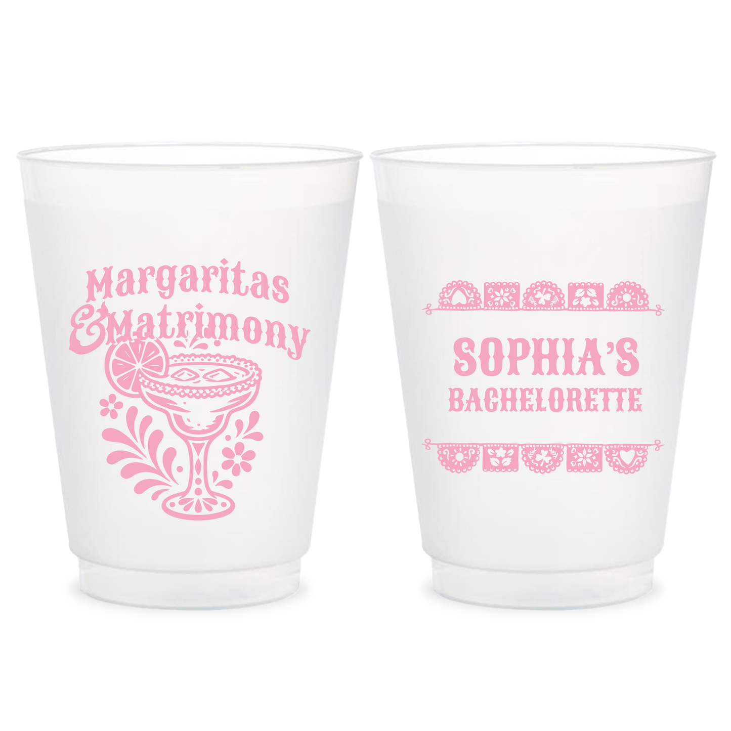 Margaritas & Matrimony Frosted Cups (PK 461)