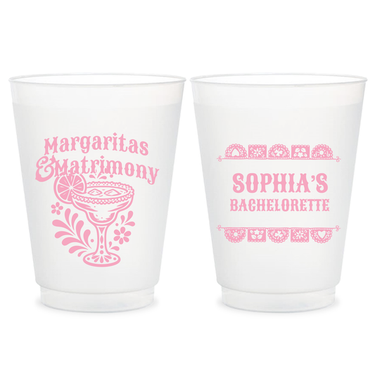 Margaritas & Matrimony Frosted Cups (PK 461)