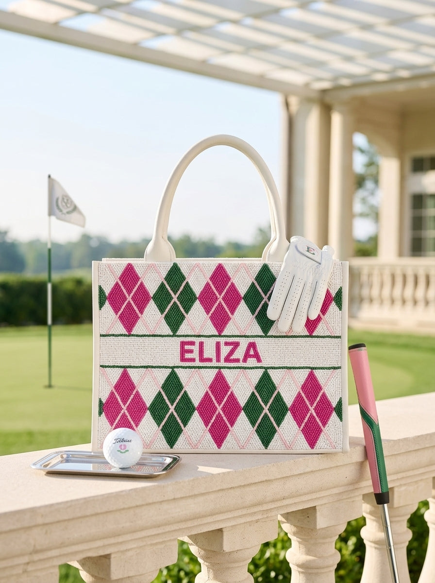 Personalized Argyle Golf Tote