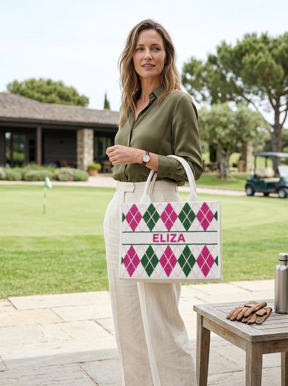 Personalized Argyle Golf Tote