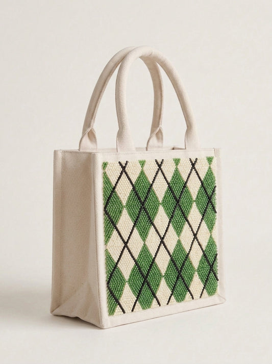 Green Argyle Monogram Golf Mini Tote