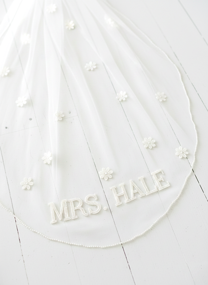 Pearl Floral Personalized Wedding Veil
