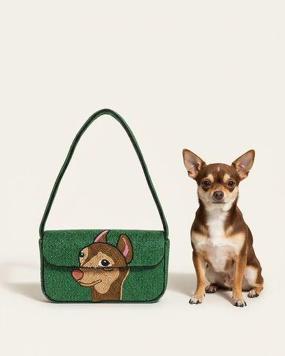 Custom pet shoulder bag with dog portrait – personalized illustration