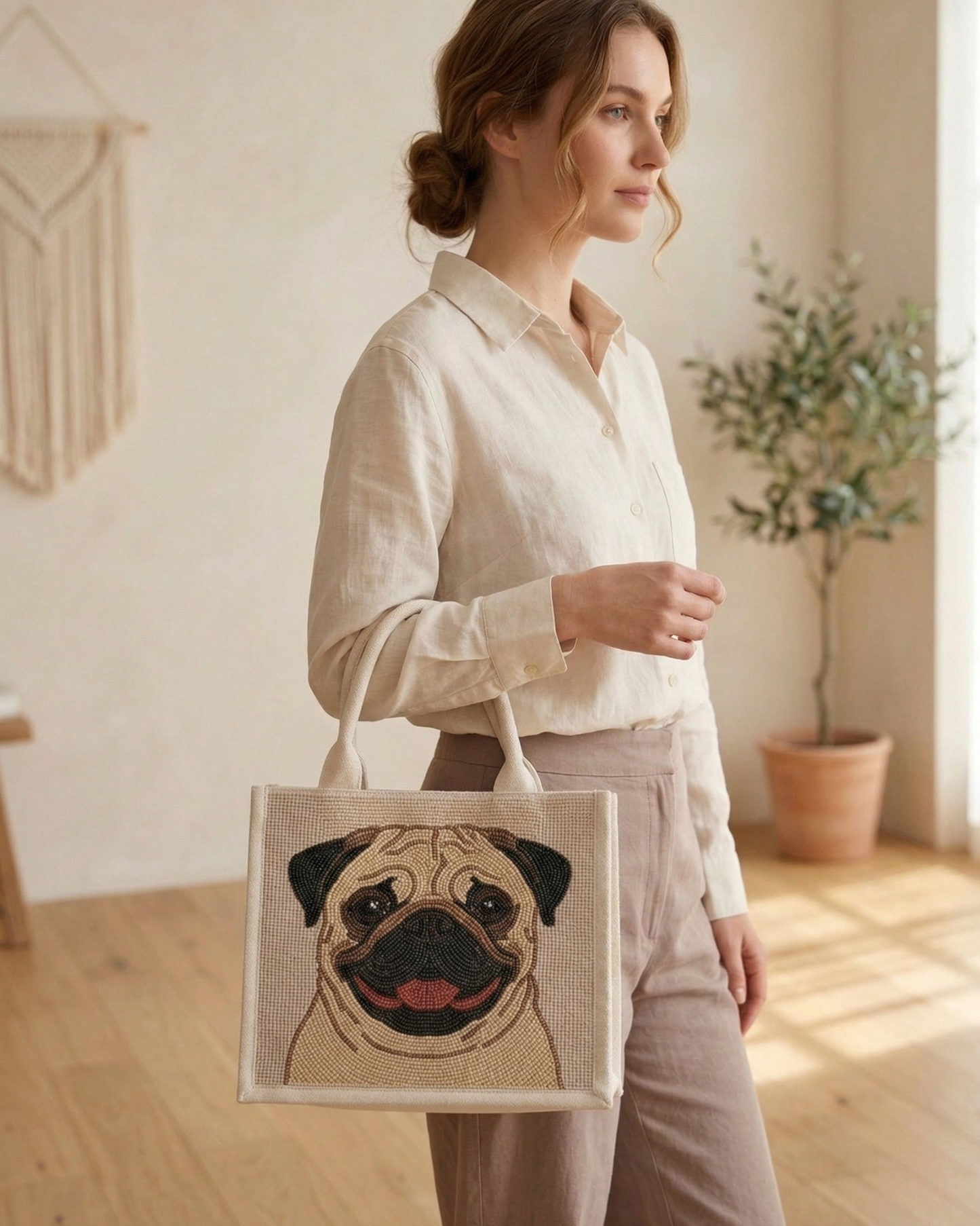 Pet Face Beaded Mini Luxe Tote Bag