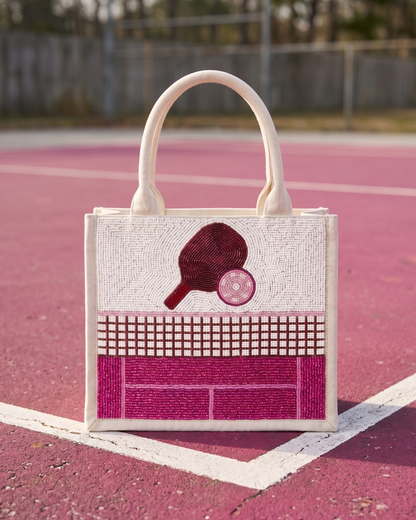 Pickleball Beaded Mini Luxe Tote Bag