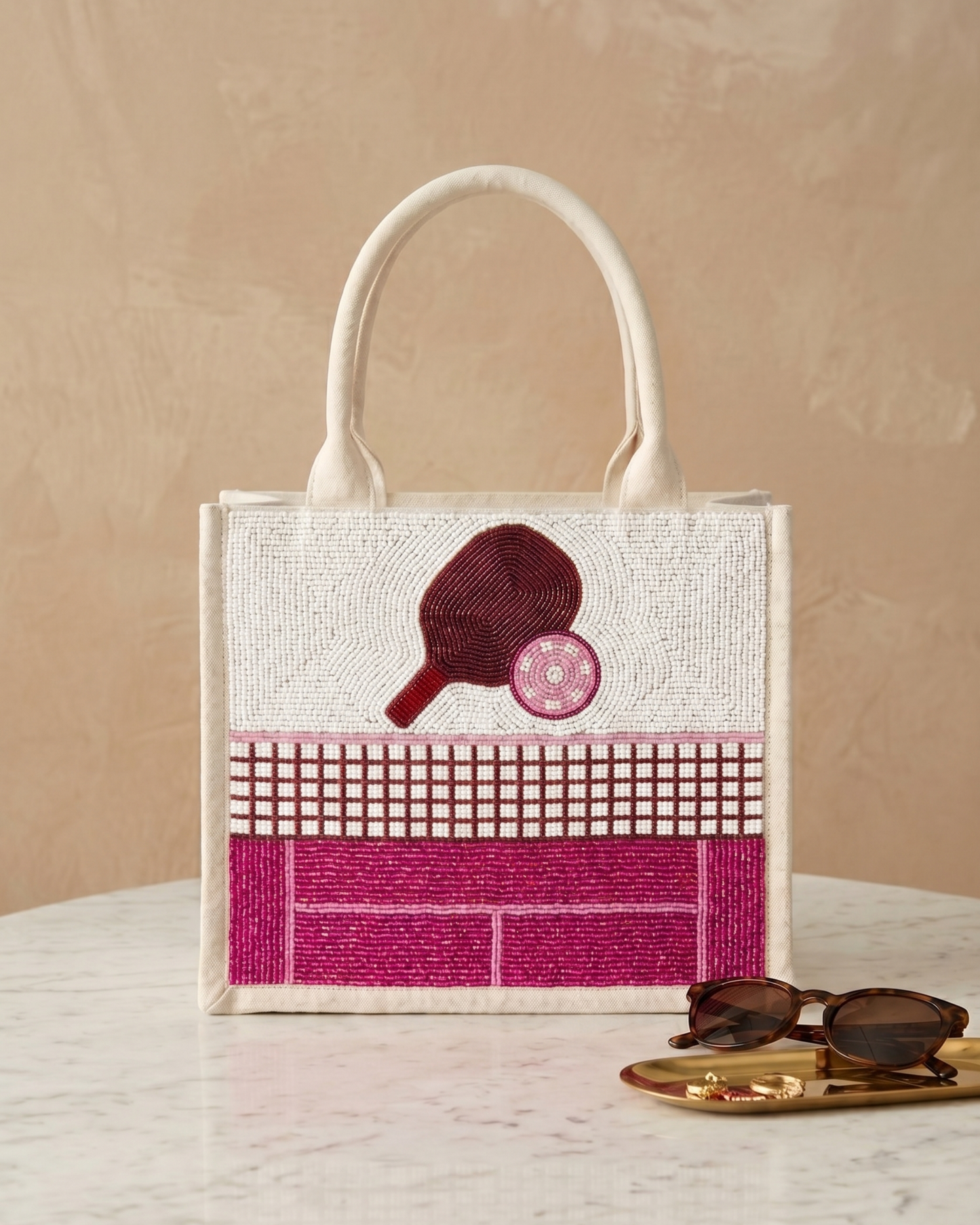 Pickleball Beaded Mini Luxe Tote Bag