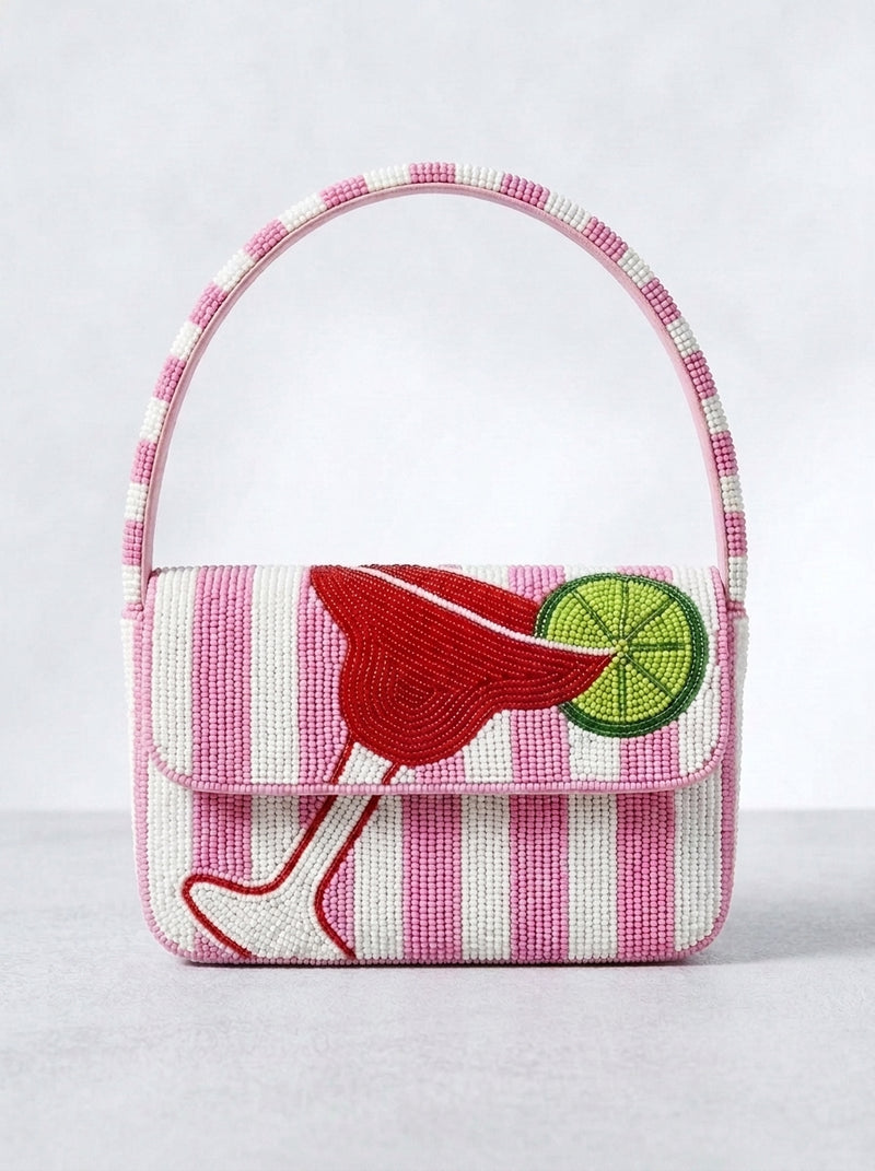 Strawberry Margarita Beaded Shoulder Bag