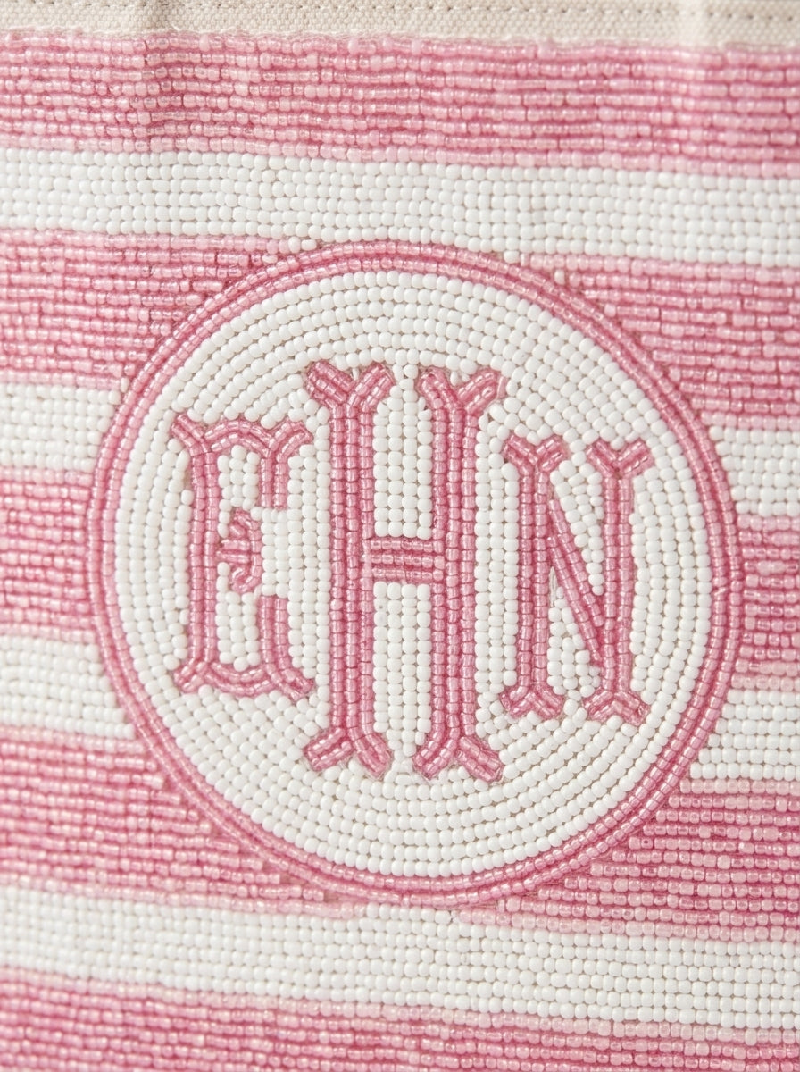Pink Stripe Monogram Golf Mini Tote