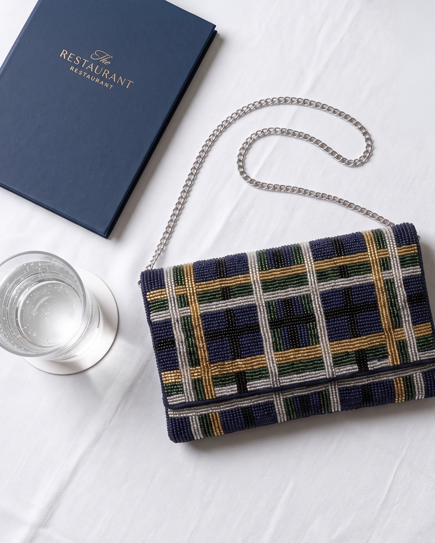 Plaid Golf Beaded Clutch (HHFC)