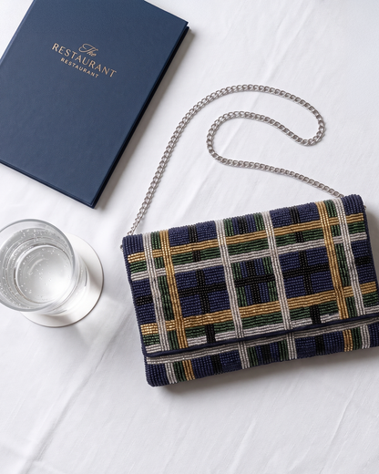 Plaid Golf Beaded Clutch (HHFC)